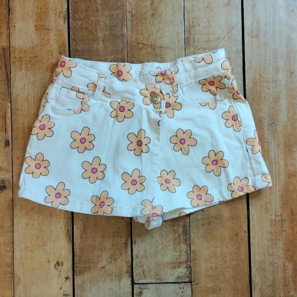 Jessica Simpson Skort 4T Daisy White Orange Retro Style Cotton Spring Summer